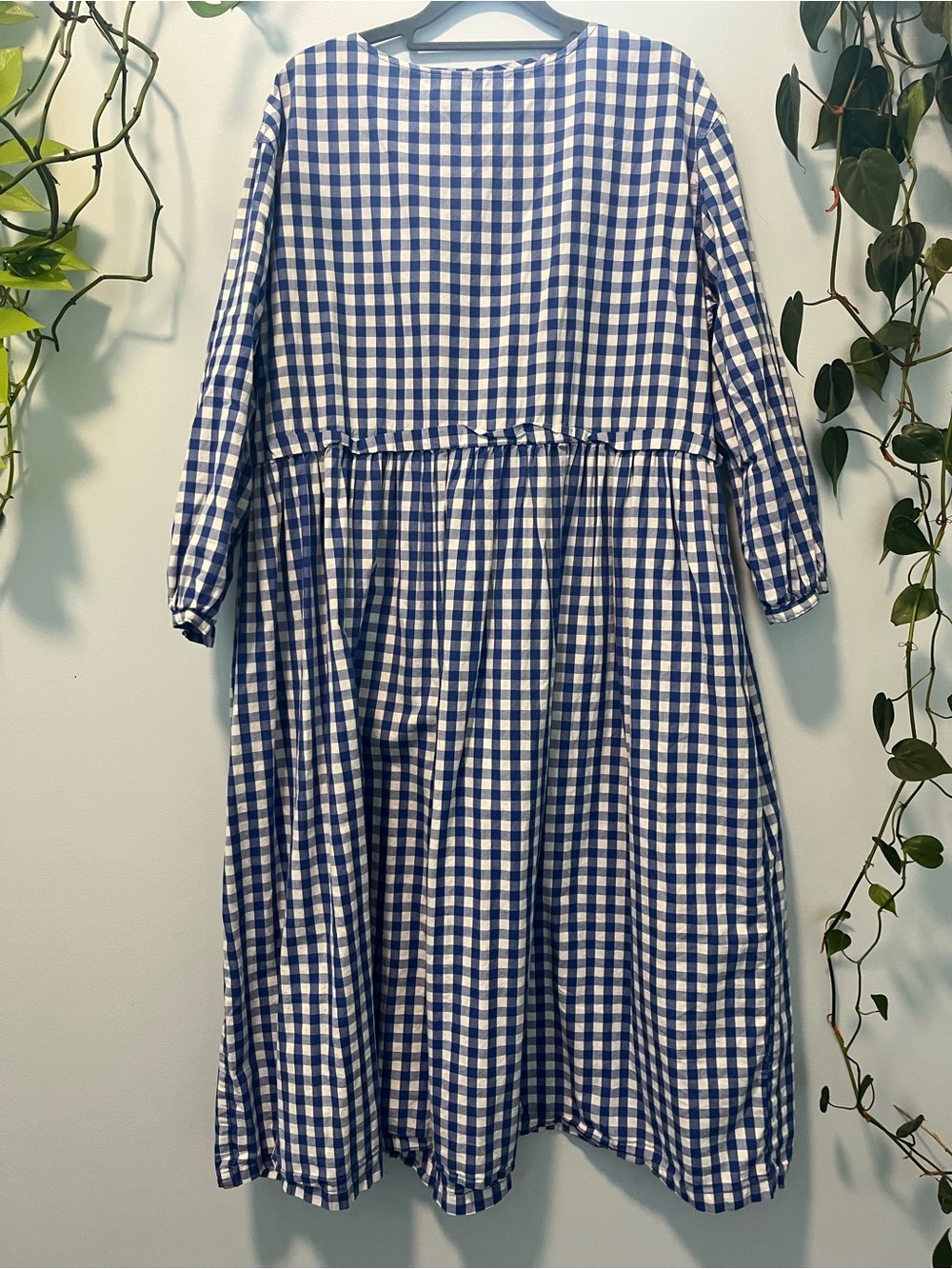 Ichi 100% Cotton Blue and White Gingham Dress OSFM